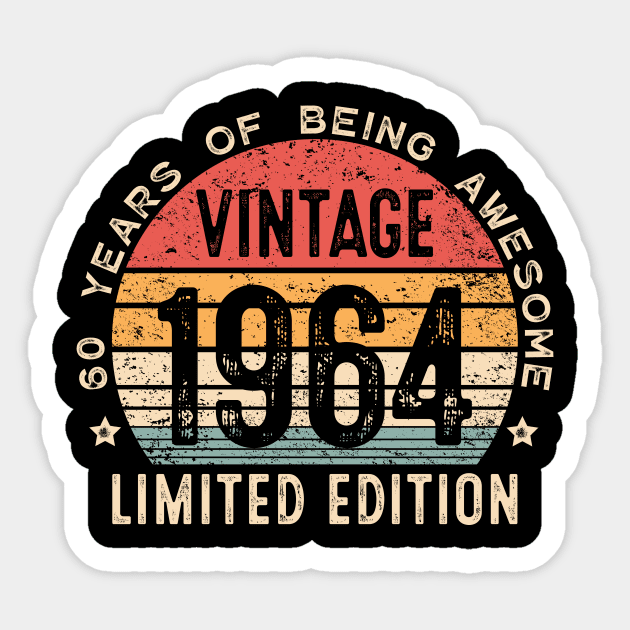 60th Birthday Gift Vintage 1964 Men Women 60 Years Old Sticker by Shrtitude